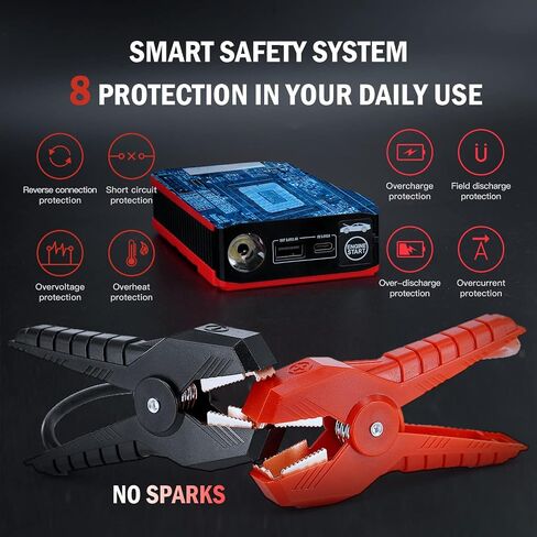 حزمة بطارية Jump Starter بقوة 2000 أمبير و12 فولت - حزمة معززة لبطارية السيارة لما يصل إلى 8.5 لتر من الغاز ومحركات ديزل سعة 6.5 لتر، وشاشة LCD لشاحن بنك الطاقة المحمول USB-C PD 65 وات in Saudi Arabia