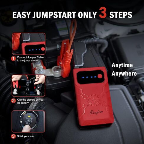 حزمة بطارية Jump Starter بقوة 2000 أمبير و12 فولت - حزمة معززة لبطارية السيارة لما يصل إلى 8.5 لتر من الغاز ومحركات ديزل سعة 6.5 لتر، وشاشة LCD لشاحن بنك الطاقة المحمول USB-C PD 65 وات in Saudi Arabia