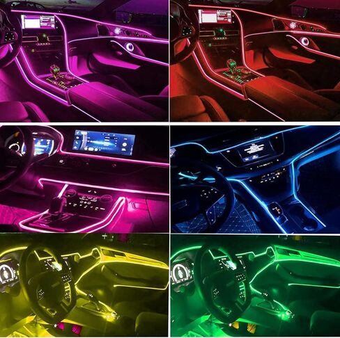 شريط إضاءة LED داخلي للسيارة من EL، شريط إضاءة نيون USB مع حافة خياطة 6 مم متوهجة وإضاءة سلكية مضيئة مجموعات الإضاءة المحيطة للسيارة والحديقة والديكورات (16 قدمًا/أحمر) in Kuwait