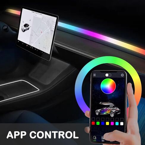 لطراز Tesla Y/3 أضواء داخلية لوحة القيادة ضوء النيون LED الإضاءة المحيطة عرض ضوء لفتة اليد لملحقات Tesla مستشعر Musica مع أضواء USB للتحكم في التطبيق in Kuwait