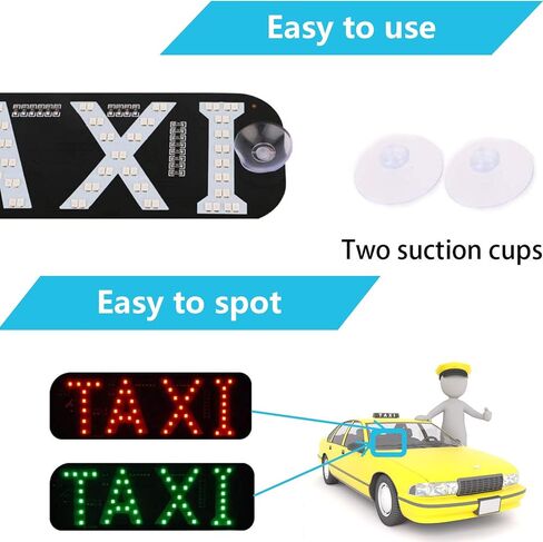 شعار إضاءة LED لسيارات الأجرة قابل للتغيير بلونين، خطاف وامض على نافذة السيارة مع محول شاحن سيارة DC12V - ضوء سيارة أجرة، ديكور لافتة LED لسيارات الأجرة للسائق in Saudi Arabia