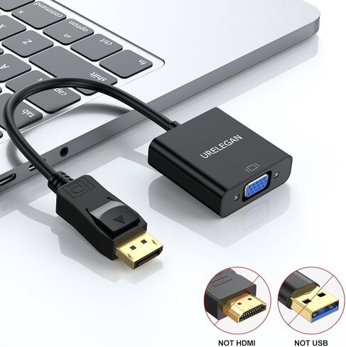 DisplayPort to VGA Adapter, Display Port DP Male to VGA Female Adapters Cord Compatible with Computer, PC, Laptop, Monitor, Projector and More in Kuwait