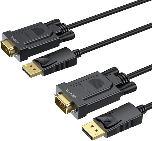 كابل DisplayPort إلى VGA بطول 3 أقدام، 2 حزمة، منفذ عرض إلى كابل منفذ VGA ذكر إلى ذكر مطلي بالذهب لأجهزة الكمبيوتر المكتبية ذات منافذ DP، والكمبيوتر المحمول لتوصيل شاشة منفذ VGA، والكمبيوتر الشخصي، والتلفزيون عالي الدقة in Kuwait