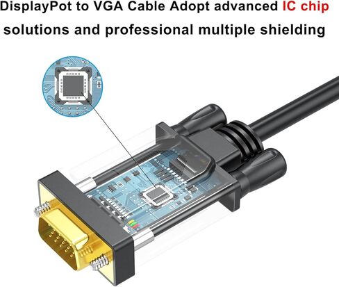 كابل DisplayPort إلى VGA بطول 3 أقدام، 2 حزمة، منفذ عرض إلى كابل منفذ VGA ذكر إلى ذكر مطلي بالذهب لأجهزة الكمبيوتر المكتبية ذات منافذ DP، والكمبيوتر المحمول لتوصيل شاشة منفذ VGA، والكمبيوتر الشخصي، والتلفزيون عالي الدقة in Kuwait