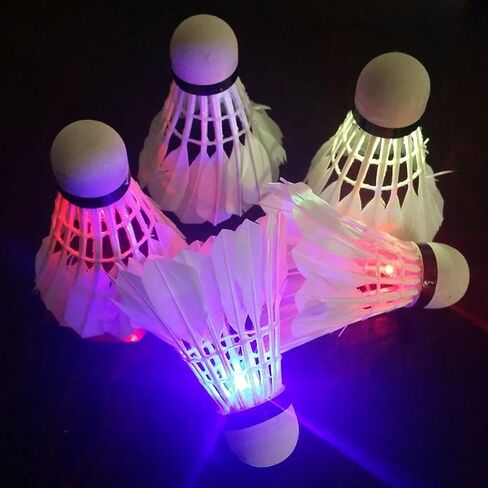 4 قطع LED لكرة الريشة الريشة الليلية المتوهجة لإضاءة الطيور للأنشطة الرياضية الداخلية in Saudi Arabia