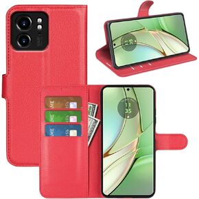 Flip Case for Motorola Edge 2023 Wallet PU Leather Magnetic Protective Cellphone Case for Moto Edge 2023/ Edge 40 Folio Book Cover with Stand (Red)