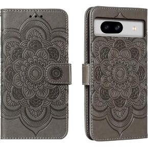 for Google Pixel 8a Case Wallet with Card Holder Kickstand Magnetic Soft Leather Flip Fold Case for Google Pixel 8a Cover (Gray)