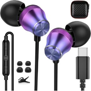 سماعات USB C لـ IPAD 10th Generation USB-C أذن مع ميكروفون Android Type C Wired Ayphones Deploys Dispieces for Samsung Galaxy S25 iPhone 16 Pro Max 15 Plus iPad Pro