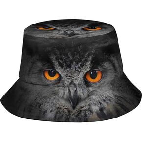Cute Owl Pattern Bucket Hats Fashion Sun Cap Packable Outdoor Summer Fisherman Hat for Women and Men