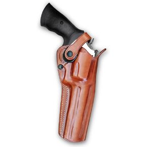 Premium Leather Three Slot Belt Holster with Retention Strap Fits Smith & Wesson N-FR .44 Model 629 Classic Full Underlug Barrel 6.5'' Barrel, Right Hand Draw, Brown Color #1440#