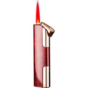 Mini Lighter Windproof Torch Lighters Jet Red Flame Butane Lighter Pocket Creative Lighter Ice Surface Design Gifts for Birthday Valentine's Day Festival Lover (Red)