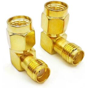 2PCS 90 Degree SMA Adapter, SMA Right Angle Coax Connector, SMA Male to SMA Female Low Loss Elbow Coax Adapter for Ham Radio Antenna, Walkie-Talkie,Audio, Video
