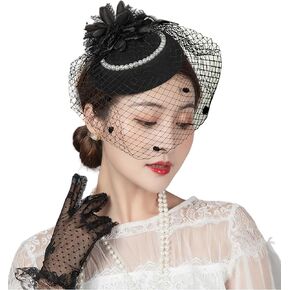 Fascinators Cute Hat Headwear Veil - Classic Pillbox Hat Butterfly Headband Hairpin Hair Accessories