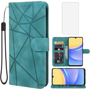 Case for Galaxy A16 5G Case, Samsung A16 Wallet Case with Tempered Glass Screen Protector, Skin Feel Leather Flip Credit Card Holder Stand Phone Cover for Samsung Galaxy A16 Green