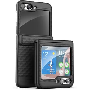 ENCASED SlimShield for Samsung Galaxy Z Flip 5 Case with Screen Protector Built-in Tempered Glass and Hinge Protection (Black)