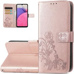 Wallet Phone Case for Samsung Galaxy A33 5G, PU+TPU Leather Flip Kickstand Case with Magnetic Clasp and Cash Card Slots Holder Cover for Samsung Galaxy A33 5G SYC Rose Gold