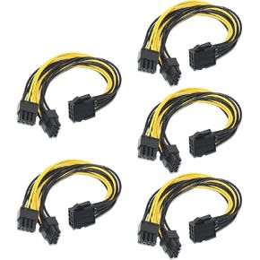 8 Pin Pice Cable,5Pack 8Pin Female to Dual 8Pin (6+2) Male GPU/PSU Express Mining Adapter Cable for EVGA Modular Power Graphics Card 9inch