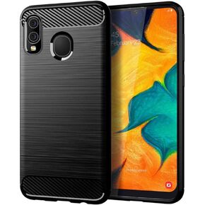 Samsung A20 case,Galaxy A20 Case,Galaxy A30 Case,MAIKEZI Soft TPU Slim Fashion Anti-Fingerprint Non-Slip Protective Phone Case Cover for Samsung Galaxy A20/A30(Black Brushed TPU)