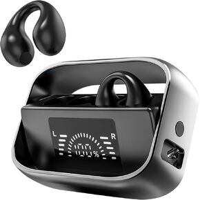 Open Ear Headphones, Wireless Earbuds with Digital Display, IPX5 Waterproof Sports Headphones, Earring Bluetooth 5.3 Headset for Cycling, Running Workout, Driving
