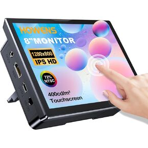 8" Portable Monitor Touchscreen for Ra Pi 5/4/4B/3/3B+/3B, FHD 60Hz HDMI Monitor 1280×800 16:10 Display IPS HDR Laptop Monitor Compatible with PC Laptop MacBook PS3/4 Switch, Supports VESA