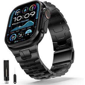 Magnetic Titanium Band Compatible with Apple Watch Band 49mm 46mm 45mm 44mm 42mm, Adjustable Titanium Metal Replacement Watch Band for iWatch Ultra2 Ultra Series 10 9 8 7 6 5 4 SE2 SE 3 2 1