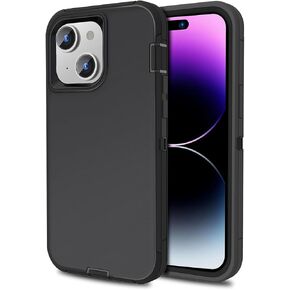 Compatible with iPhone 15, iPhone 14 Phone Case, Dual Layer Shockproof Full Body Cover iPhone 13, Military Grade Drop Protection Heavy Duty Phone Case for Women & Men (Black)