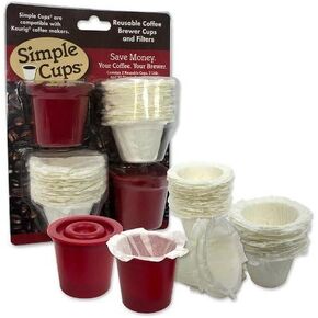 Reusable Coffee K-cups(Set of 2) with Disposable filters compatible with Keurig, Pod & other single use Brewers - 2 Cups with 50 Filters - Use Your Own Coffee - Reuse or Dispose of your K Cups