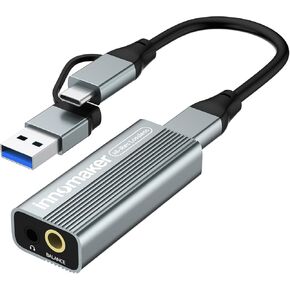 InnoMaker Portable USB HiFi Sound Card/Headphone Amplifier/Desktop USB HIFI Amps with 4.4mm and 3.5mm Dual Outputs Supports PCM 384kHz/DSD256 High Resolution Lossless for Android/Linux/Windows Devices