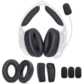 Lambskin A30 Replacement Ear Pads Headband Cushion Pad Compatible with Bose A30 Aviation Headset, 3 Mic Covers Windscreen, Protein Leather with Memory Noise Isolation Foam (Refresh Kit)