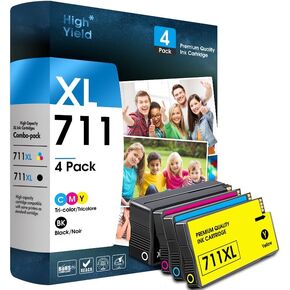 ESTON 711 711XL Ink Cartridges Cartridge Combo Pack Replacement for 711 XL Ink Cartridges Work with DesignJet T530 T525 T520 T130 T125 T120 T100 Printer (4 Packs)