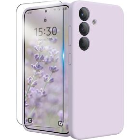 for Samsung S25 Case, Liquid Silicone Case with Camera Protection with Microfiber Lining Shockproof Phone Case Cover for Galaxy S25 6.2 inch, Light Purple