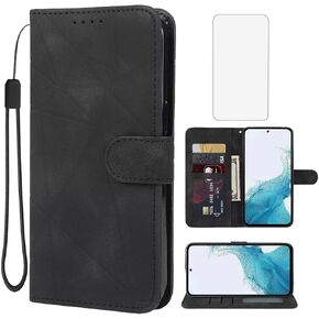 Case for Galaxy A54 5G Case, Samsung A54 5G SM-A546U Wallet Case with Tempered Glass Screen Protector, Leather Flip Credit Card Holder Stand Phone Cover for Samsung Galaxy A54 5G Black