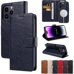 بالنسبة إلى iPhone 14 Pro Case Wallet Case مع حامل بطاقة ، [2 في 1] Pu Leather Flip Folio Case Cover Stand Froofchproof ، أبيض