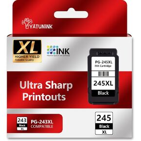 245XL Ink Cartridge Compatible for Canon 245XL Black Ink PG-243 PG-245 XL PG243 PG245 Works with MX490 MX492 TR4520 TR4522 MG2500 MG2522 TS3100 TR4500 Printer PG243XL PG245XL (1Black)