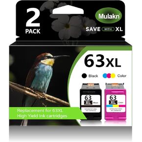 63XL for HP Ink 63 63XL Works with HP Envy 4520 4510 4512 Officejet 3830 4650 5258 5255 5200 4655 4650 Deskjet 1110 2130 3630 Printer Black and Color Combo Pack High-Yield