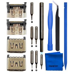 PAOBTEIY 4 Pack HDMI Port Replacement for Ps5 With 10-in-1 Kits, HDMI Socket Jack Connector Repair Kit Replacement for Playstation 5 Game Console.
