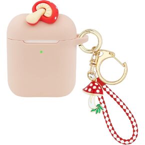 Wonhibo for Airpod Case, Cute Kawaii Cover for Airpods 1 and 2 Generation with Keychain (Mushroom)