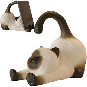 Creative Cute Siamese Cat Phone Holder iPad Stand House Decor and Office Desk Accessory, Birthday Gift for Girls (Cat)