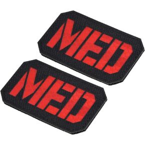 PATIKIL Reflective MED Patch 2x3", 2 Pcs EMS EMT Hook and Loop Fastener Applique Armband Badges for Clothes Backpack, Black Red