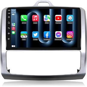 Car Radio Stereo for Ford Focus 2004-2011: [1280 * 800 HD] [2+32G] 9“ Touch Screen Head Unit Replacement with Backup Camera — Upgrade 5G WiFi Wireless Carplay Bluetooth GPS DSP FM SWC