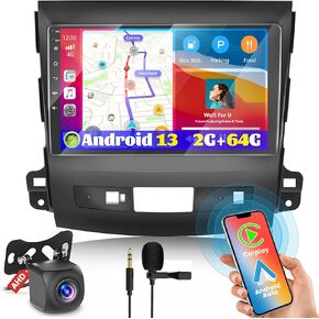 سيارات راديو للسيارات من أجل Mitsubishi Outlander 2008 2009 2010 2011 2012 2014 2015 ، Carplay Android Auto ، Android 13 System ، 2+64GB ، in Kuwait