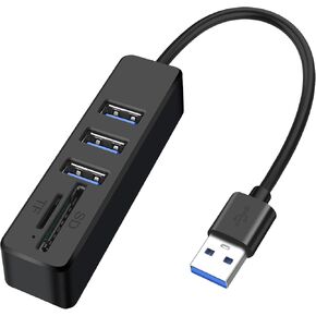 XMSJSIY USB Hub Splitter 5 in 1 USB A Multiport Adapter with 3 USB Type-A Ports SD/TF Memory Card Reader USB 2.0 Docking Station USB A to USB A Data Ports Adapter Compatible with Smartphones Laptops