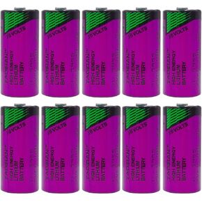 (10-Pieces) TL-5955 2/3AA 3.6V 1650mAh Battery for Tadiran TL5955 3.6V TL-4955, SL-761, TL-2155, TL-5155, SL-361, Xeno XL-055F, ER14335 PLC, CNC Lithium Battery