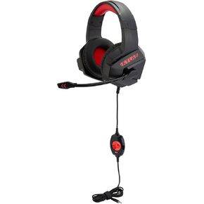 Egghead Skylab Stereo Gaming and Multimedia Headset with Inline Volume Control & Mic Muting Control, Ergonomic Noise Cancelling Gaming Headset with Mic, Black/Red