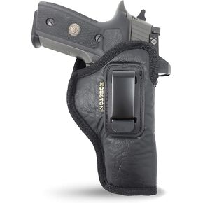 IWB Optical Gun Holster by Houston - ECO Leather Concealed Carry Soft Material | FITS Beretta 92FS | FN 5.7 | Canik TP9 SFX | RGR 57 | SIG P320 X5 | Beretta APX Target | GLK 34 35 41 (Right) Black