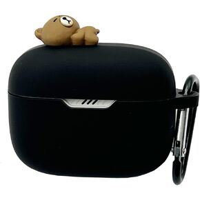 Cartoon Kawaii Case for JBL Tune 130NC TWS Earbuds, Seadream Portable 3D Animal Cartoon Scratch Shock Resistant Protective Cover with Keychain(Bear)