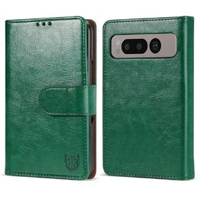 ZZXX for Google Pixel Fold Wallet Case with [RFID Blocking] Card Slot Magnetic Closure Leather Flip Fold Protective Holder Phone Case for Pixel Fold Case Wallet(Green-7.6 inch)