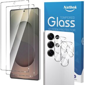2+2 Pack for Samsung Galaxy S25 Ultra Screen Protector with Camera Lens Protector,Full Coverage 9H Tempered Glass Film,HD Clear Scratch Resistant,Bubble-Free for Galaxy S25 Ultra Screen Protector