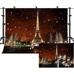 Eiffel Tower Backdrop for Party MTMETY 10x7Ft Night Scene Romantic Background Video Studio Props GEME613