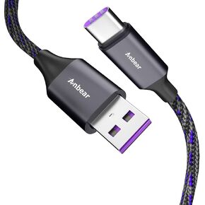 USB C إلى USB Cable 5A الشحن السريع ، USB A 2.0 إلى USB C نايلون مضفر البيانات المزامنة سلك متوافق مع Galaxy S10 ، الملاحظة 10 9 8 وغيرها من شاحن USB C. in Kuwait